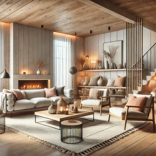 A thoughtfully arranged living room with floating furniture