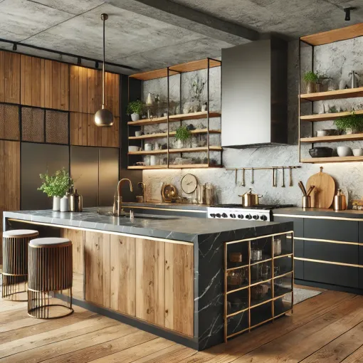 A high-tech kitchen with smart appliances and touchless features