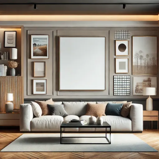 A stylish living room with perfectly positioned artwork