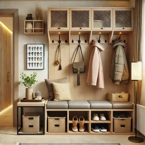 A well-organized entryway with functional storage solutions