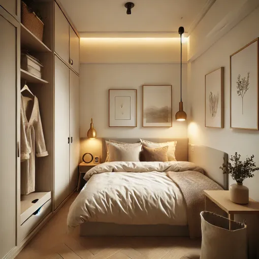 A minimal and clutter-free small bedroom layout