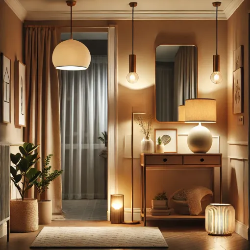 A modern entryway with elegant lighting